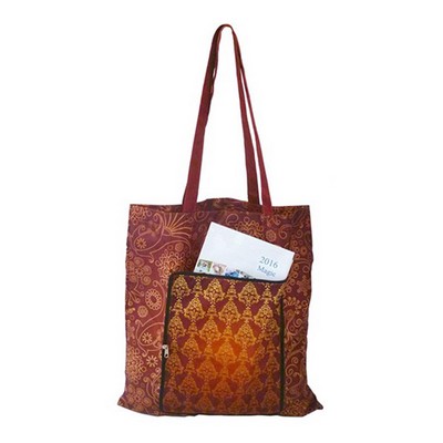 15"X 16" Full-Color Grocery Cotton Bag with Front Zipper Fold